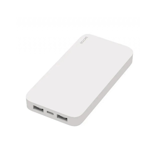 Внешний аккумулятор Solove Powerbank 20000mAh, 18W, QC 3.0 с кожаным чехлом, белый